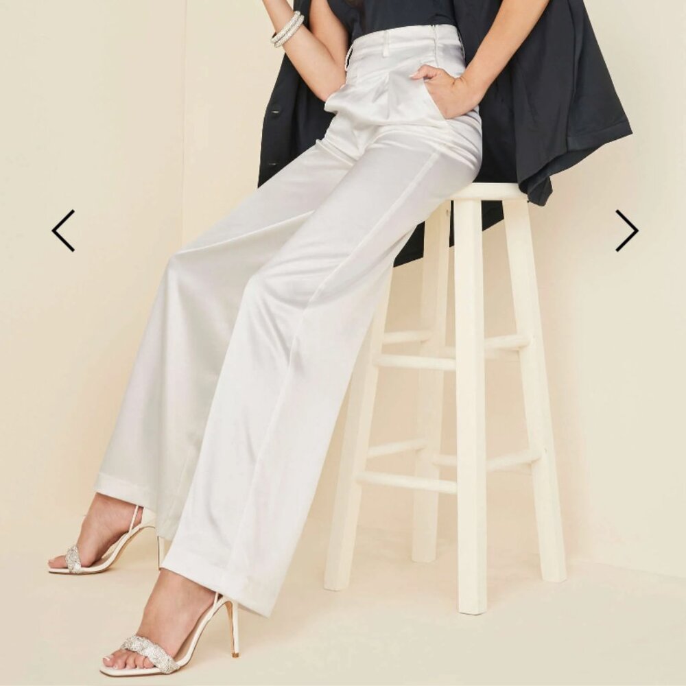 Venus Shiny Satin Wide Leg Pants